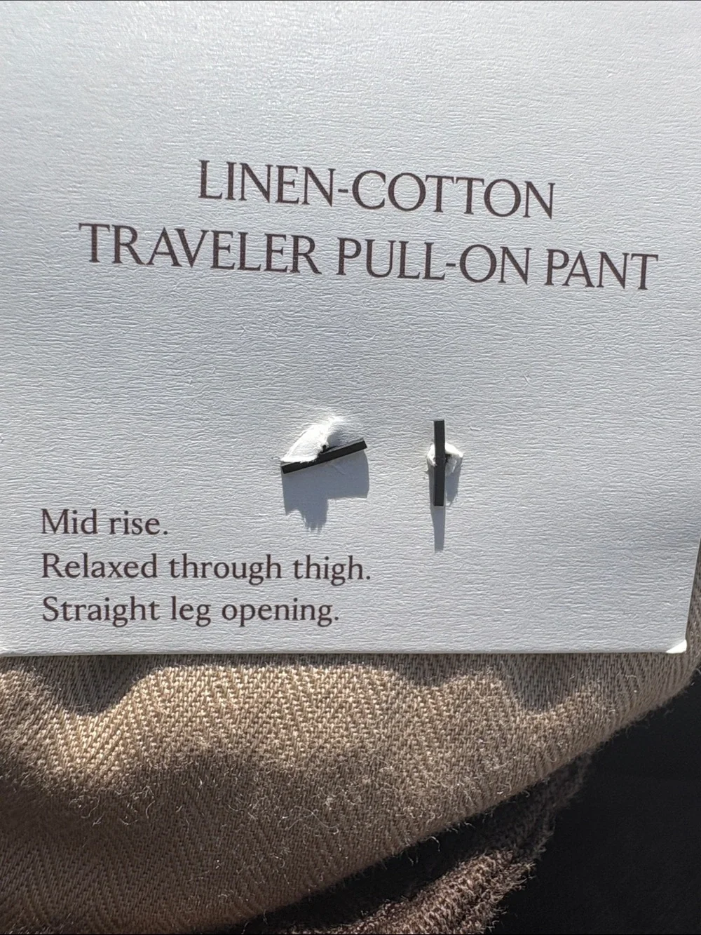 NWT Banana Republic Straight Italian Linen Cotton Pull on Brownstone Pant Sz M